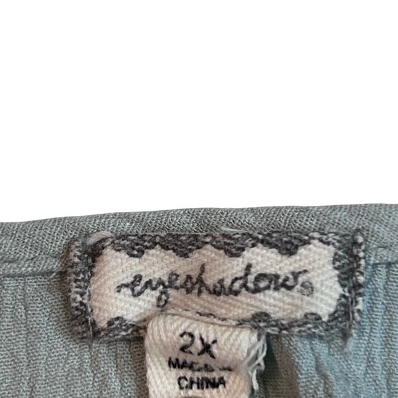 Eyeshadow Blouse Womens 2X Light Blue Cottagecore Tassels Fairy Lace Peplum Tank - Picture 8 of 10